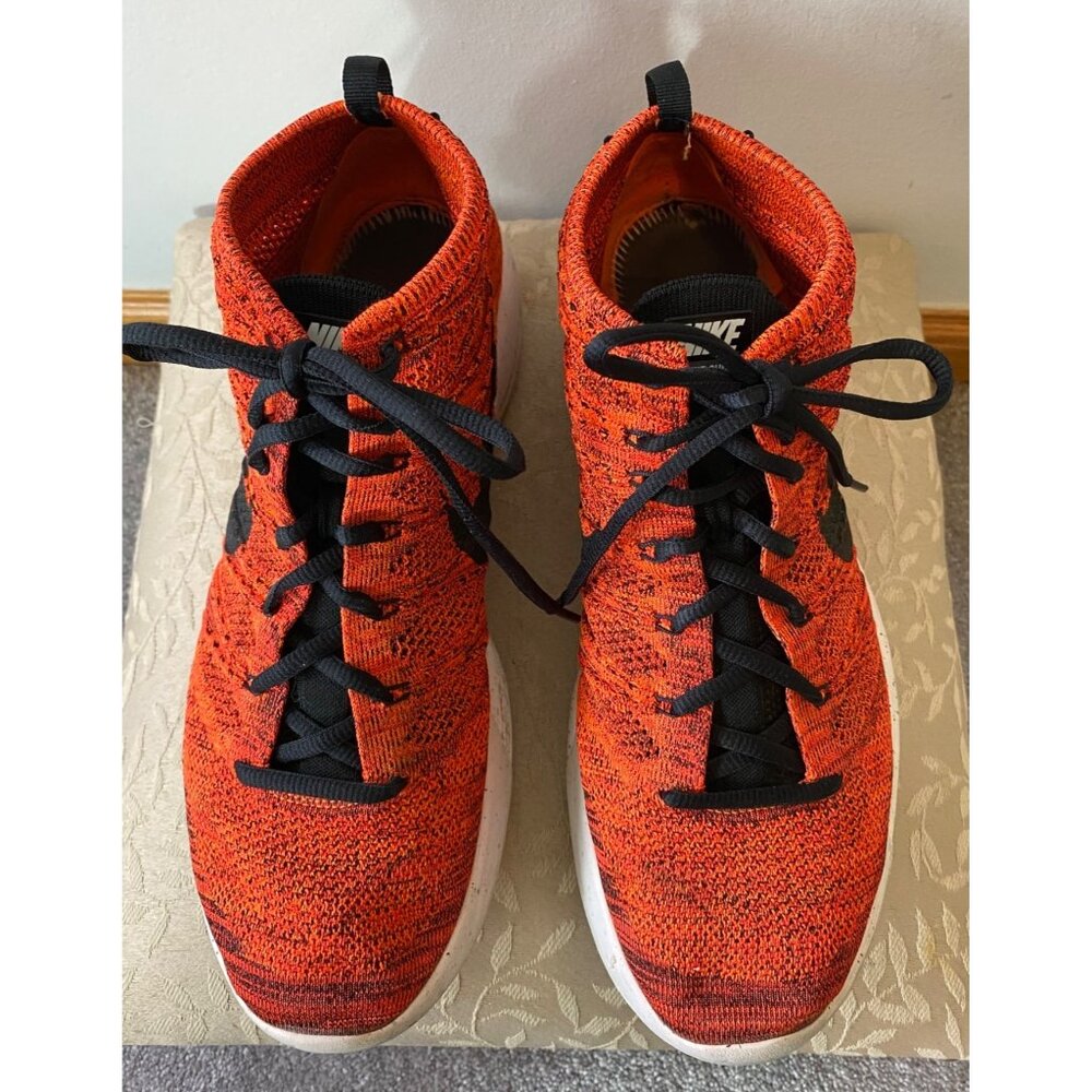 Nike Flyknit Lunar 3 High-Top Sneakers Orange/Black Mens Size 13 - Picture 3 of 10